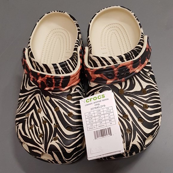 Crocs Classic Animal Remix Clog - ZEBRA/LEOPARD (Size 9) - Picture 1 of 3
